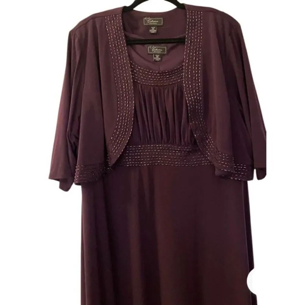 Dress barn NWT women’s plus size Beaded Sequin, purple dress with shell S/20 W